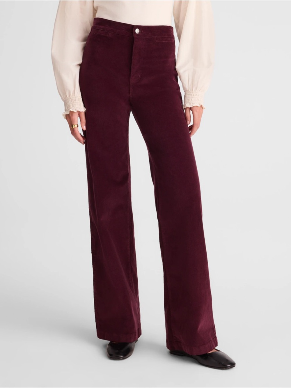 Madewell The Wide-Leg Pant in Corduroy in Dark Pomegranate Size 33 - Picture 2 of 6